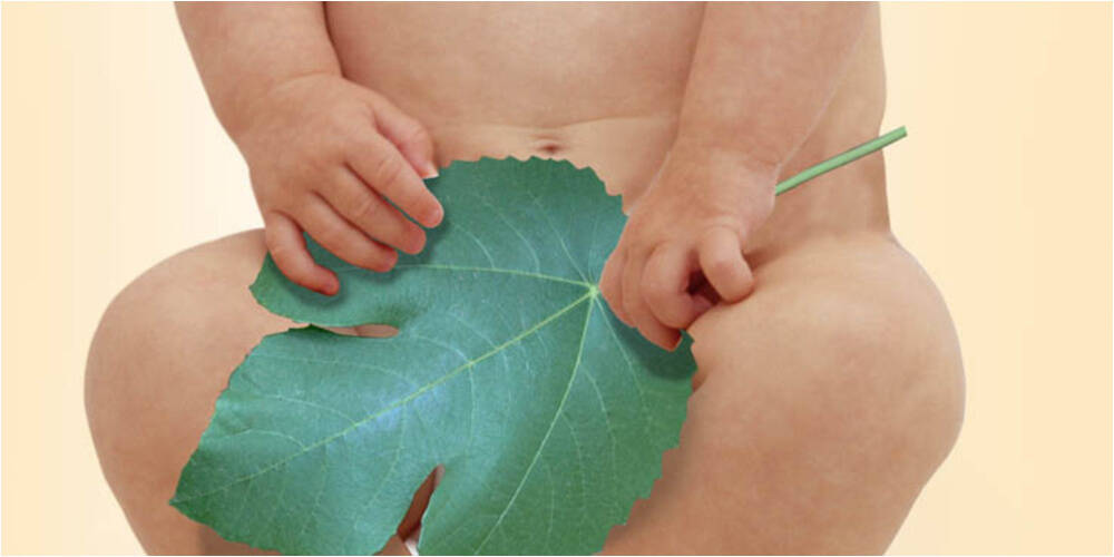 Ребенок с листком лопуха